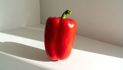 Red bell pepper on white surface