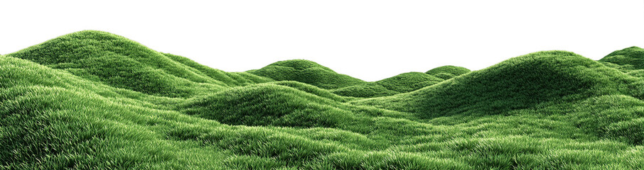 Lush Green Rolling Hills Isolated on Transparent Background