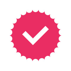 pink check mark badge element © santi