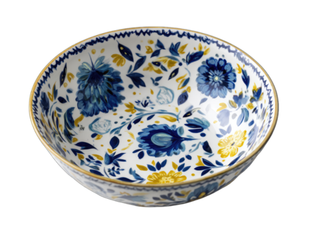 Round, decorative bowl with floral design