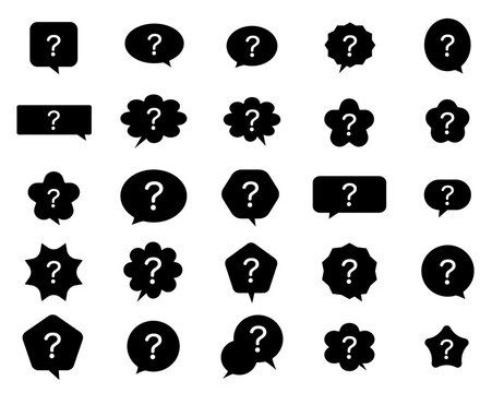 speech bubble icon set 01D-25D : set, cloud, bubble, speech, icon, symbol, illustration, vector, design, speech balloon icon, comics, cartoon style, cartoon, question mark