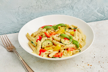 Vegetable pasta with silken tofu