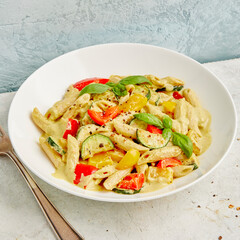 Vegetable pasta with silken tofu