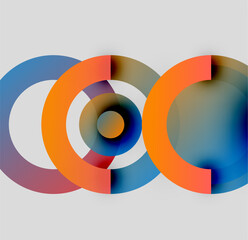 Obraz premium Abstract circles overlap, creating colorful gradients. Design features smooth transitions, modern aesthetic. Minimalist composition, neutral background.