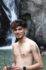 young man in the pool