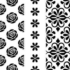 Fototapeta premium Floral Seamless Pattern SVG Bundle | Rose, Daisy & Decorative Border Designs