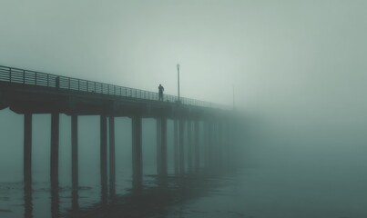 Fototapeta premium Misty pier in a dense fog