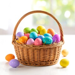 Easter eggs in a wicker basket