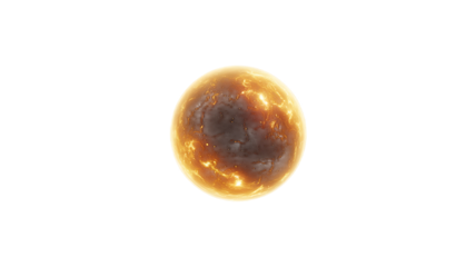Fiery Glowing Ball of Cosmic Energy Against a Transparent background