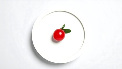 Red berry on white plate