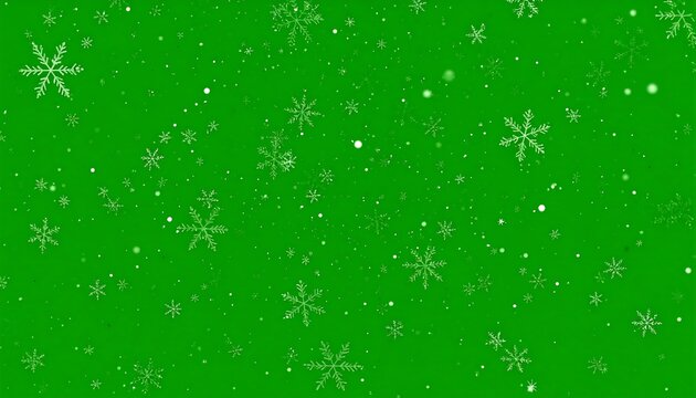 Green background with scattered snowflakes of varying sizes (2)
