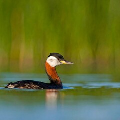Red bird on water
