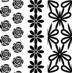 Black and White Floral & Geometric Pattern Set"