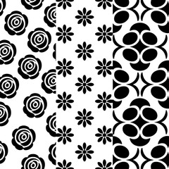 Black and White Floral & Geometric Pattern Set"