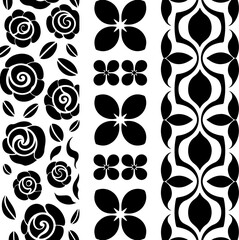 Black and White Floral & Geometric Pattern Set"