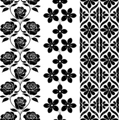 Black and White Floral & Geometric Pattern Set"