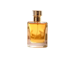 Golden fragrance bottle with floral decoration
