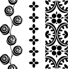 Black and White Floral & Geometric Pattern Set"