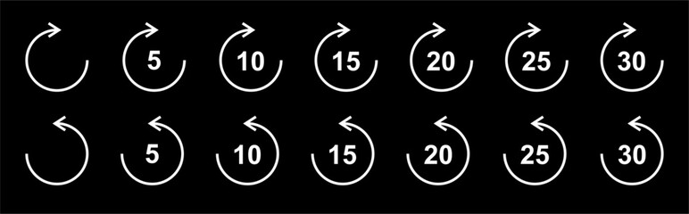 Minutes Repeat icon set vector 