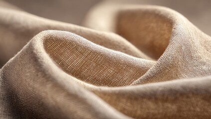 Close-up of draped, light beige linen fabric