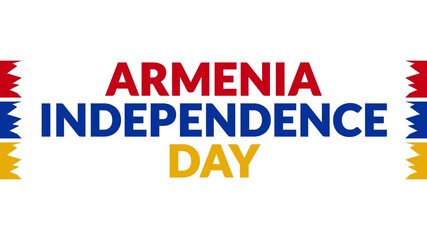 Armenia Independence Day In and Out text from split line animation on a White background.