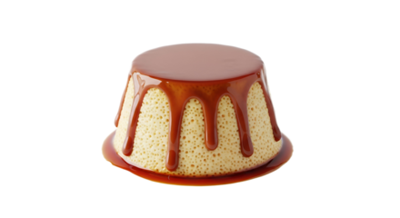Caramel Custard isolated on Transparent Background. Spanish food