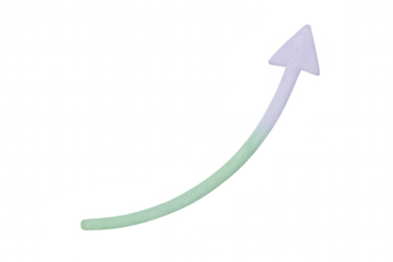 Upward gradient arrow in green and purple, representing business growth and positive momentum against transparent backdrop