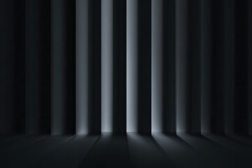 Dark, vertical panelled room with light shafts