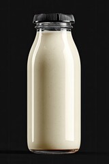 Clear glass bottle with creamy liquid