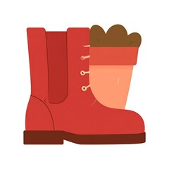 Red boot with a plant inside