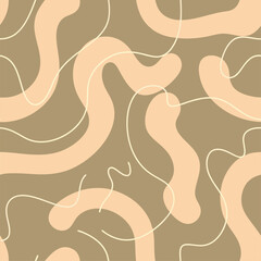 Organic Beige Wave Pattern with Abstract Lines on Neutral Background