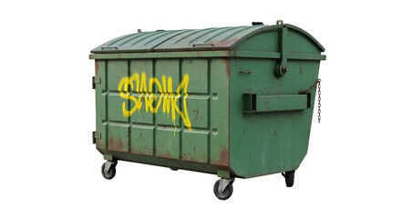 Green Dumpster isolated on Transparent Background