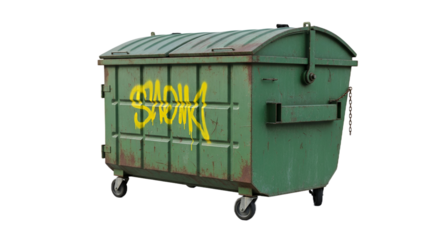 Green Dumpster isolated on Transparent Background