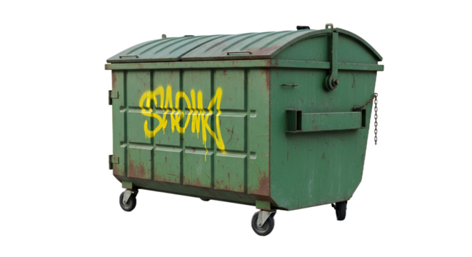 Green Dumpster isolated on Transparent Background