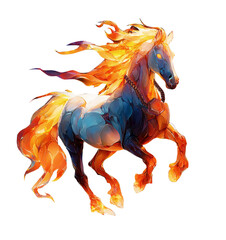Majestic Fire Horse Fantasy Illustration