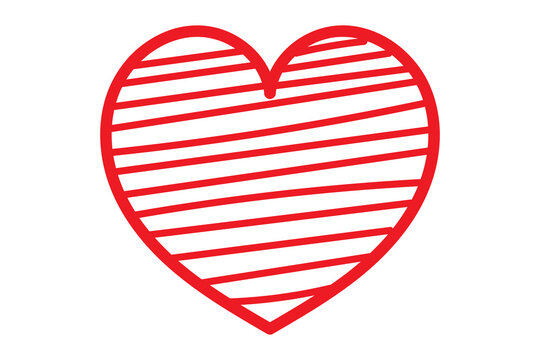 Naklejki Hand drawn heart symbol illustration. Hand drawn love symbol. Heart line art doodle drawing on transparent png