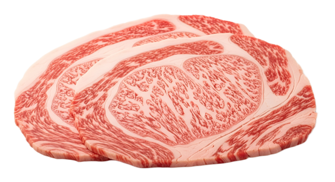 Wagyu Beef isolated on Transparent Background. Japanese food