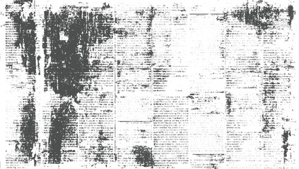 Distressed newspaper text with dark ink smudges and faded print vector