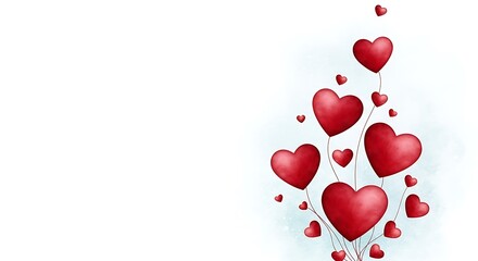 Red Heart Balloons Background.