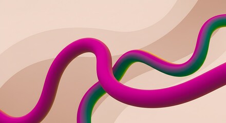 Dynamic abstract background featuring intertwined flowing lines with a vibrant magenta and green gradient over a neutral wavy backdrop