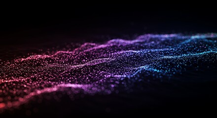 Abstract digital particle wave pattern with vibrant colors.