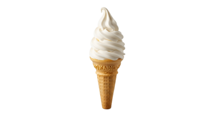 Soft Serve Ice Cream Cone Isolated on Transparent Background