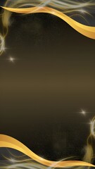 Dynamic composition of luminous golden curves and subtle glitter on a sophisticated dark brown background for modern design