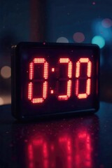 A digital timer displays the final seconds of a countdown, ticking down to zero against a blurred background The concept of time running out is visually represented , minutes, hurry, stopwatch