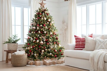 Festive Christmas Tree in a Cozy Living Room