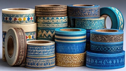 Stacked rolls of decorative washi tape