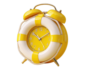 Yellow alarm clock shaped like a life preserver
