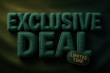 Exclusive DEAL with LIMITED TIME offer banner, plush style, enticing retail promotion discount.