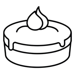 Cake Icon Vector with Cream Topping – Dessert Illustration