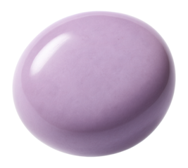 Tiny, smooth pebble with a lavender color and glossy surface